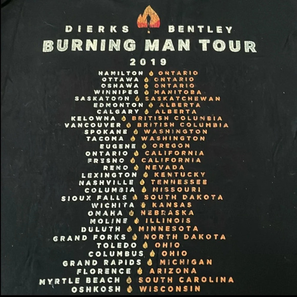 Dierks Bentley 2019 Burning Man North American Tour Country T-Shirt Small - Picture 4 of 7